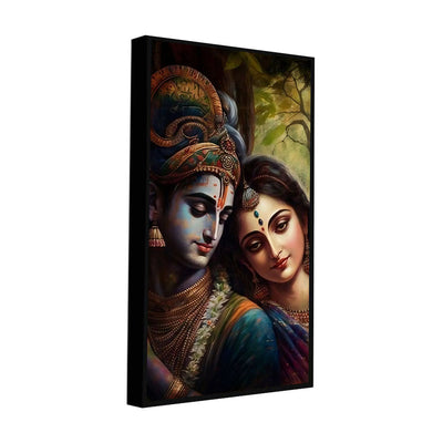 BEAUTIFUL RADHA KRISHNA FLOATING FRAME CANVAS WALL PAINTING