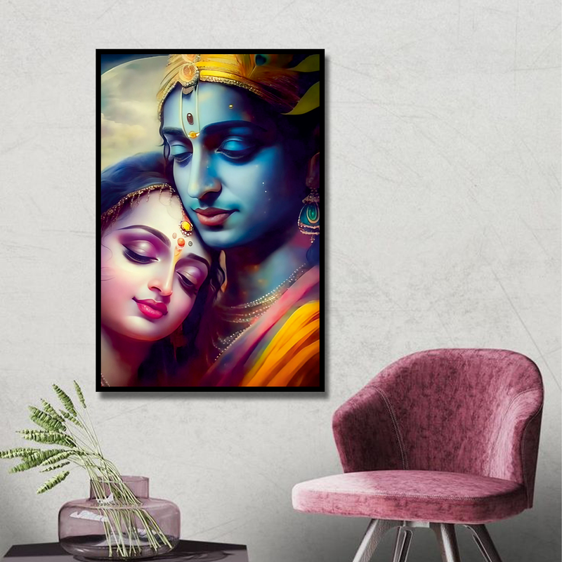 Radha Krishna Abstract Portrait Canvas Wall Painting