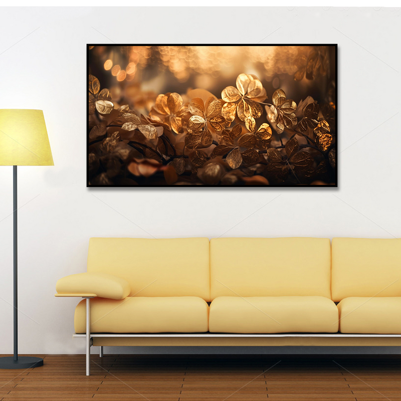 Beautiful Golden Leaves on Land Canvas Floating Frame Wall Painting