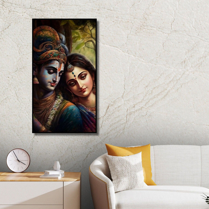 BEAUTIFUL RADHA KRISHNA FLOATING FRAME CANVAS WALL PAINTING
