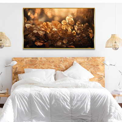 Beautiful Golden Leaves on Land Canvas Floating Frame Wall Painting