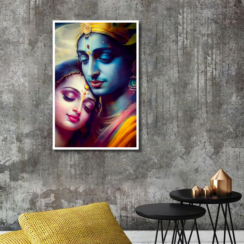 Radha Krishna Abstract Portrait Canvas Wall Painting
