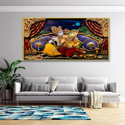 Love of Lord Radha Krishna Canvas Floating Frame Wall Painting