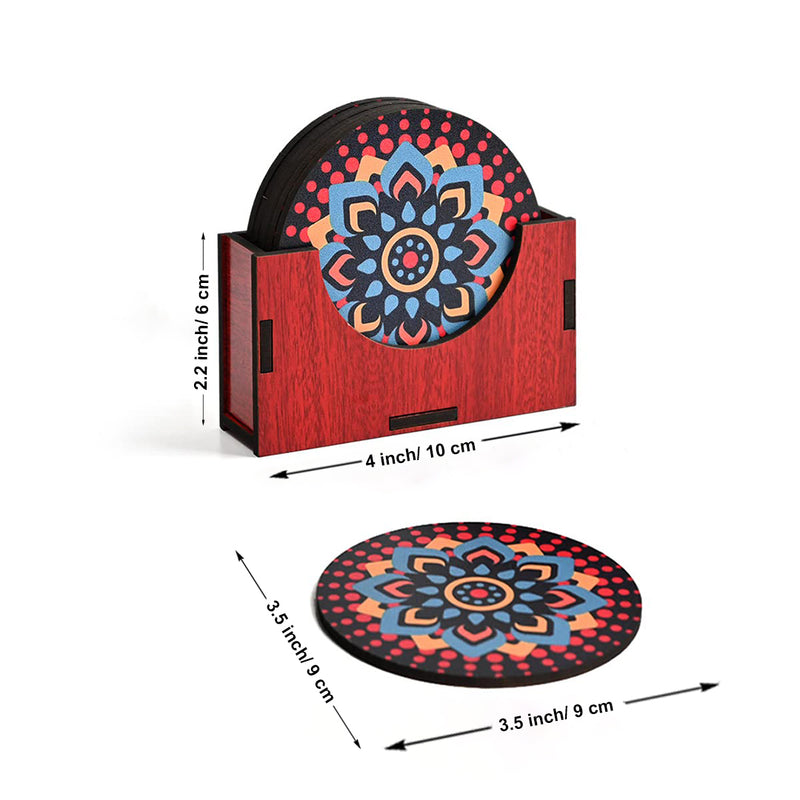 Beautiful Wooden Coasters With Proper Coaster Stand / Set of 6