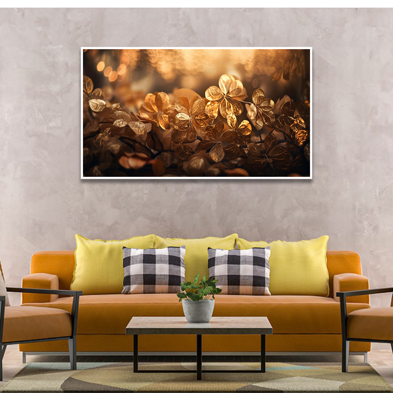 Beautiful Golden Leaves on Land Canvas Floating Frame Wall Painting
