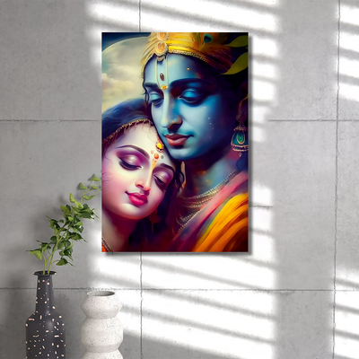 Radha Krishna Abstract Portrait Canvas Wall Painting