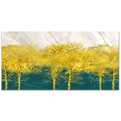 Abstract Forest with Golden Tree Premium  Canvas Floating Frame Wall Painting