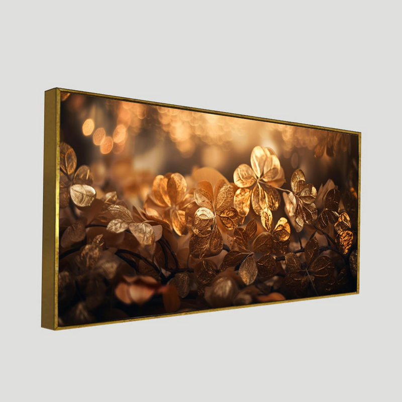 Beautiful Golden Leaves on Land Canvas Floating Frame Wall Painting