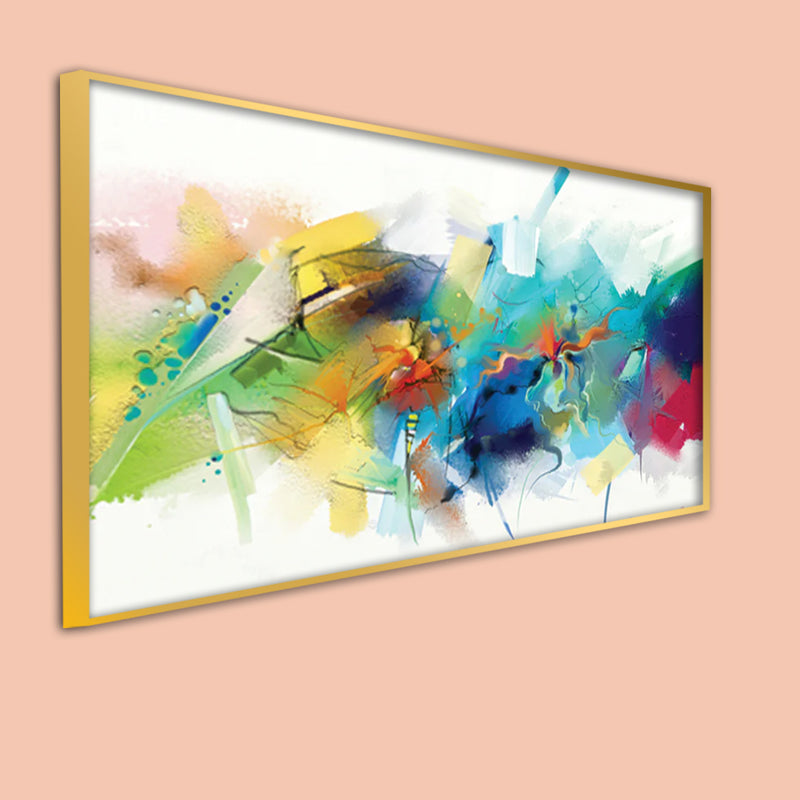 Acrylic Patch Abstract Canvas Floating Frame Wall Painting