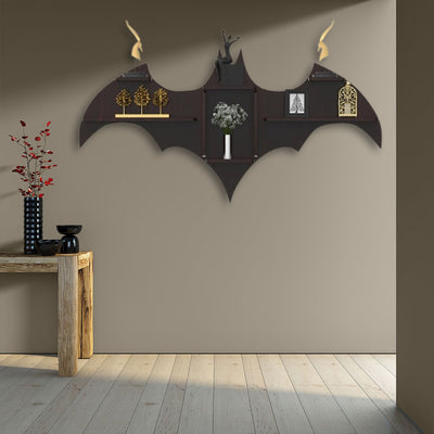 Bat shape Wood Wall Shelf | Bookshelf | Walnut Wood