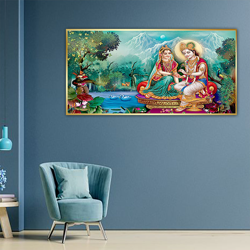 Beautiful Radha Krishna Canvas Floating Frame Wall Painting
