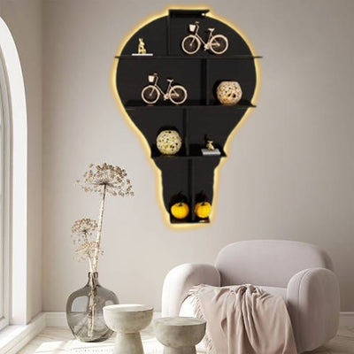 Bulb Shape Walnut Wooden Wall Display Shelf