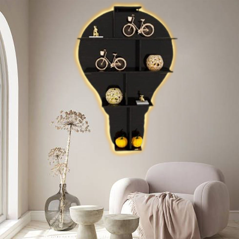 Bulb Shape Walnut Wooden Wall Display Shelf