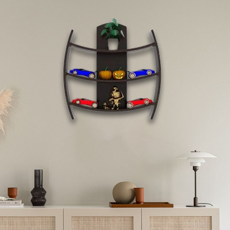 Walnut Wooden Wall Display Shelf