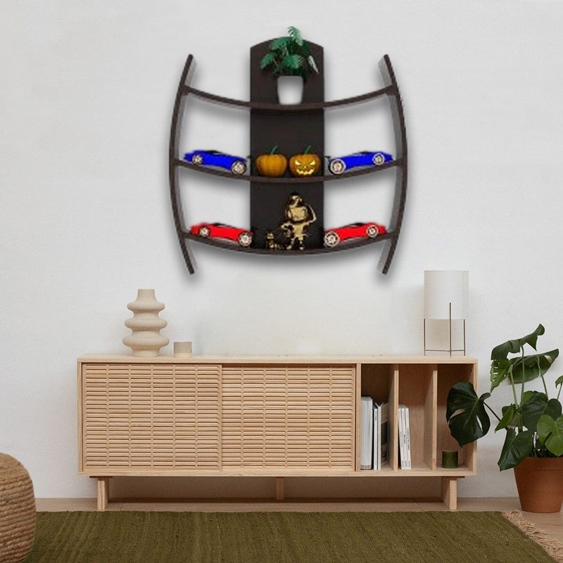 Walnut Wooden Wall Display Shelf