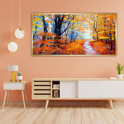 Forest In Autumn Canvas Floating Frame Wall Painting