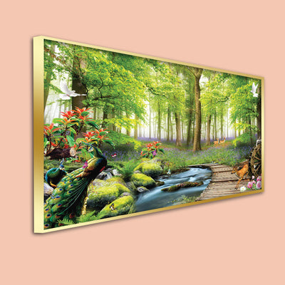 Beautiful Forest Scenery Floating Frame Canvas Wall Painting
