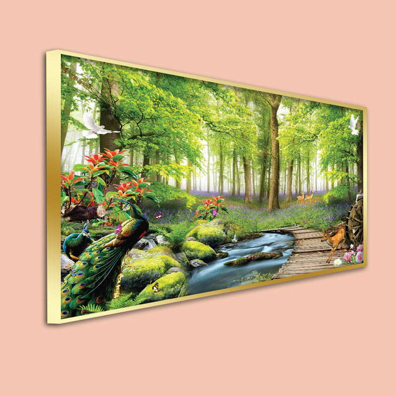 Beautiful Forest Scenery Floating Frame Canvas Wall Painting