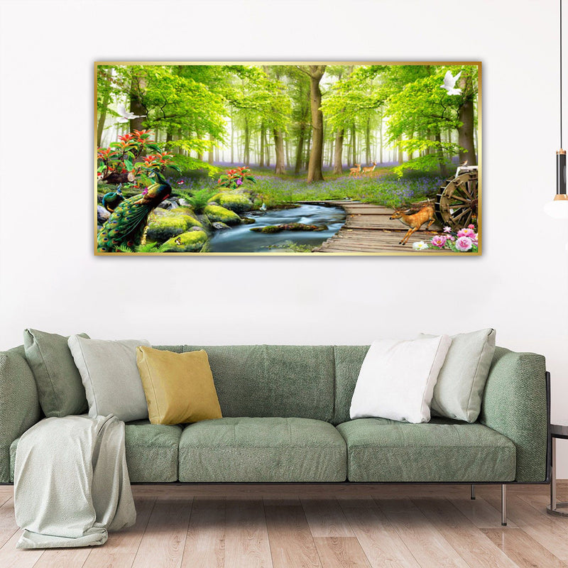 Beautiful Forest Scenery Floating Frame Canvas Wall Painting