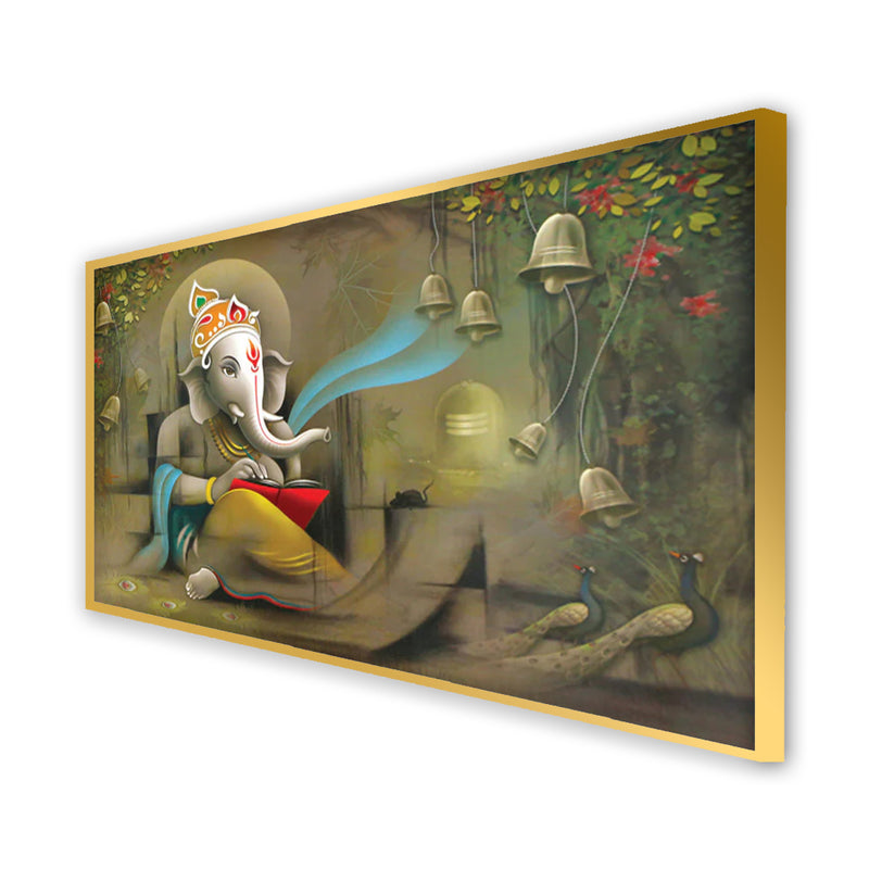 Lord Ganesha Beautiful View Canvas Floating Frame Wall Painting