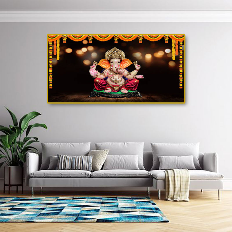 Ganpati Bappa Floating Frame Canvas Wall Painting