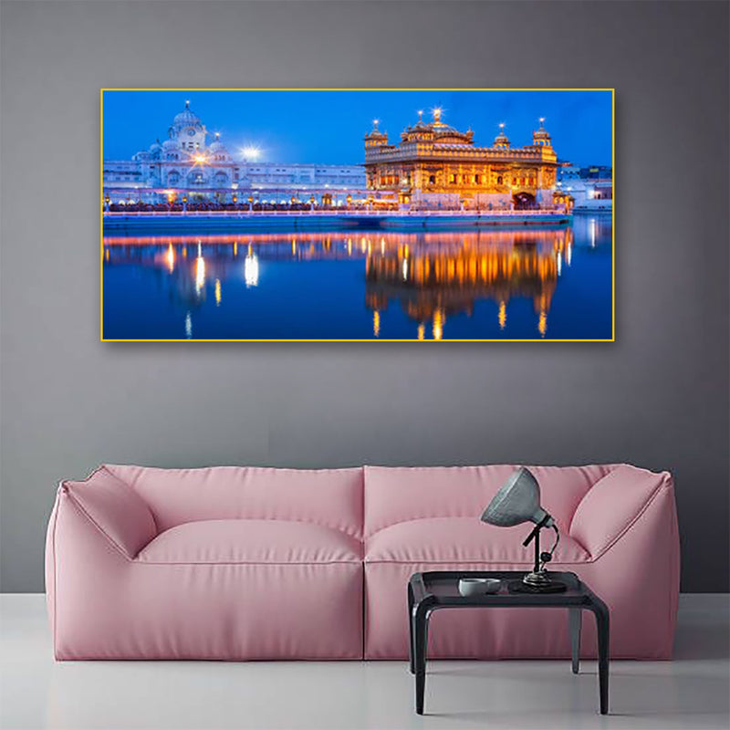 Golden Temple Canvas Floating Frame Wall Painting