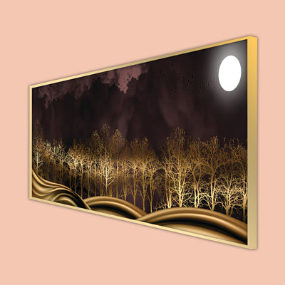Golden Tree Canvas Floating Frame Wall Painting