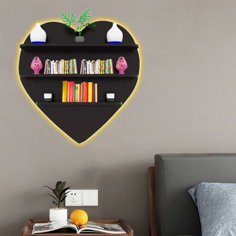 Heart Shape Walnut Wooden Wall Display Shelf