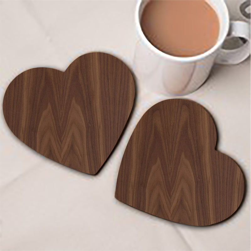 Beautiful Heart Shape Wooden Coasters / Set of 4