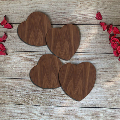 Beautiful Heart Shape Wooden Coasters / Set of 4