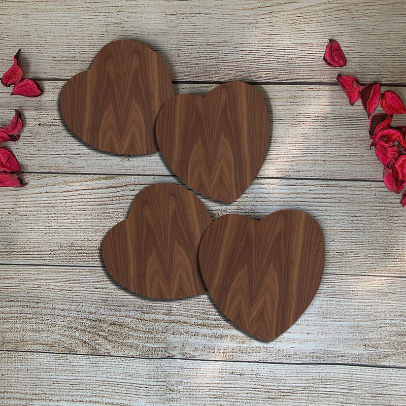 Beautiful Heart Shape Wooden Coasters / Set of 4