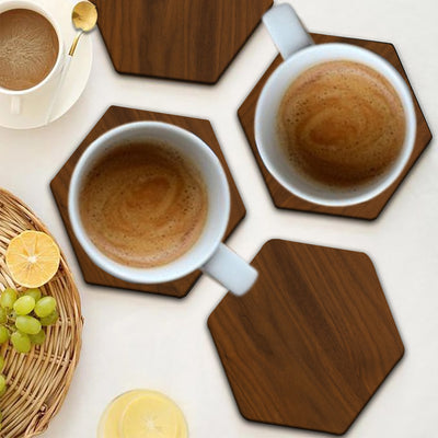 Hexagon Wooden Coaster For Hot /Cold Drink, Decorative Coaster/ Set Of 4