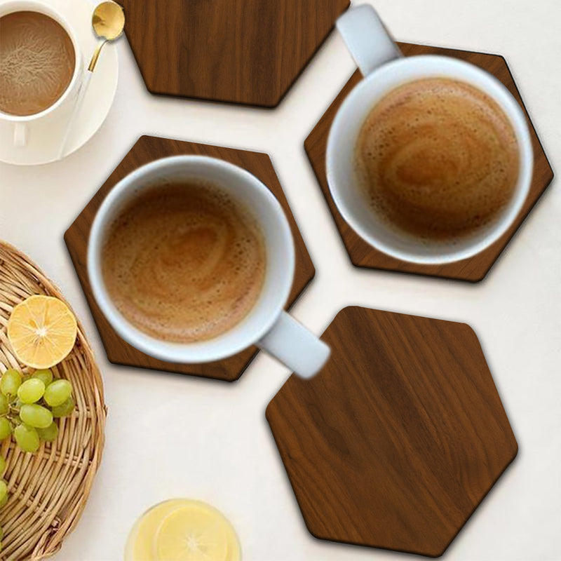 Hexagon Wooden Coaster For Hot /Cold Drink, Decorative Coaster/ Set Of 4