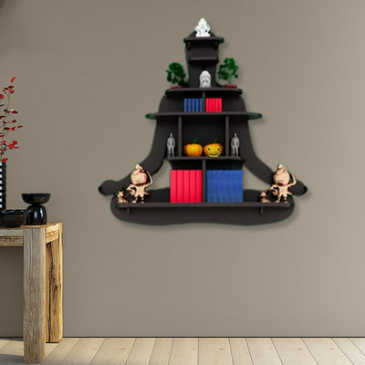 Human Shape Walnut Wooden Wall Display Shelf