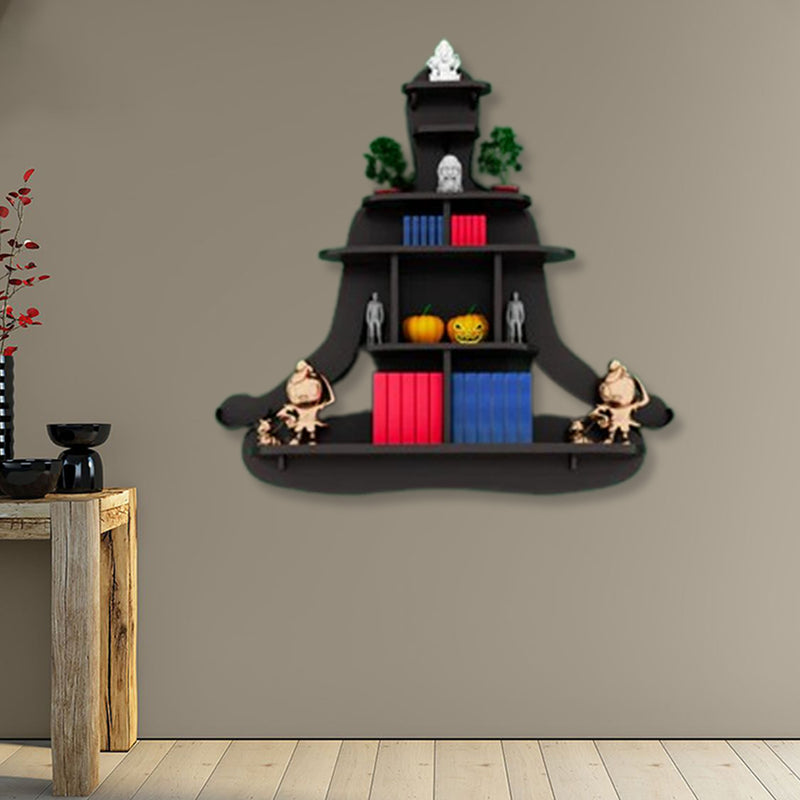 Human Shape Walnut Wooden Wall Display Shelf