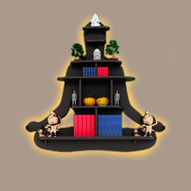 Human Shape Walnut Wooden Wall Display Shelf