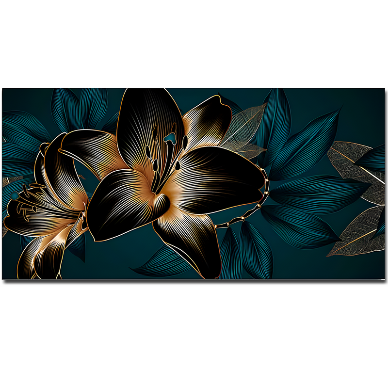 Beautiful Lilies Flowers Canvas Floating Frame Wall Painting