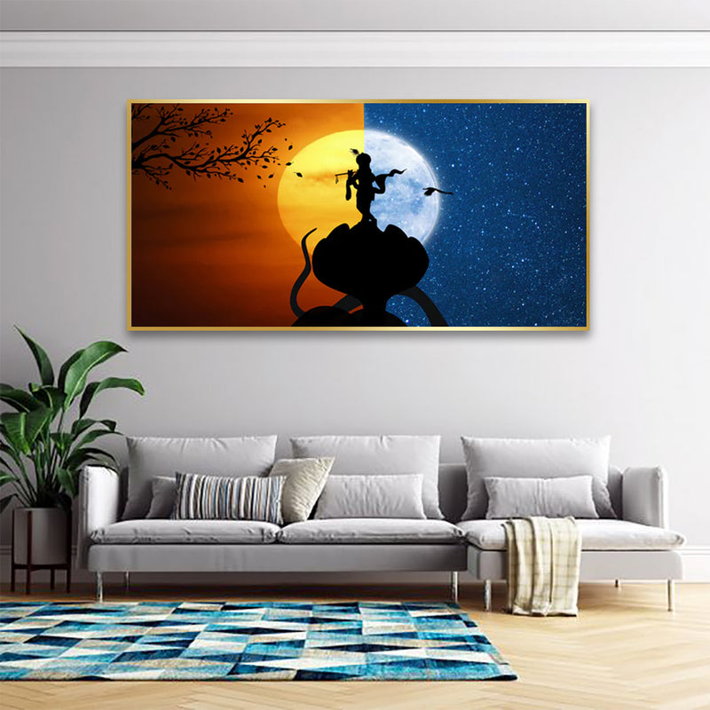 Abstract Krishna Canvas Floating Frame Wall Painting