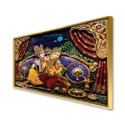 Love of Lord Radha Krishna Canvas Floating Frame Wall Painting
