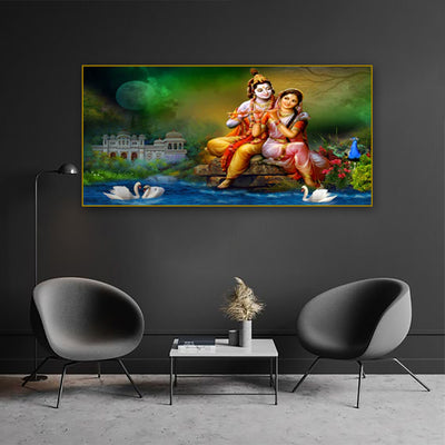 Love of Lord Radha Krishna Canvas Floating Frame  Wall Painting