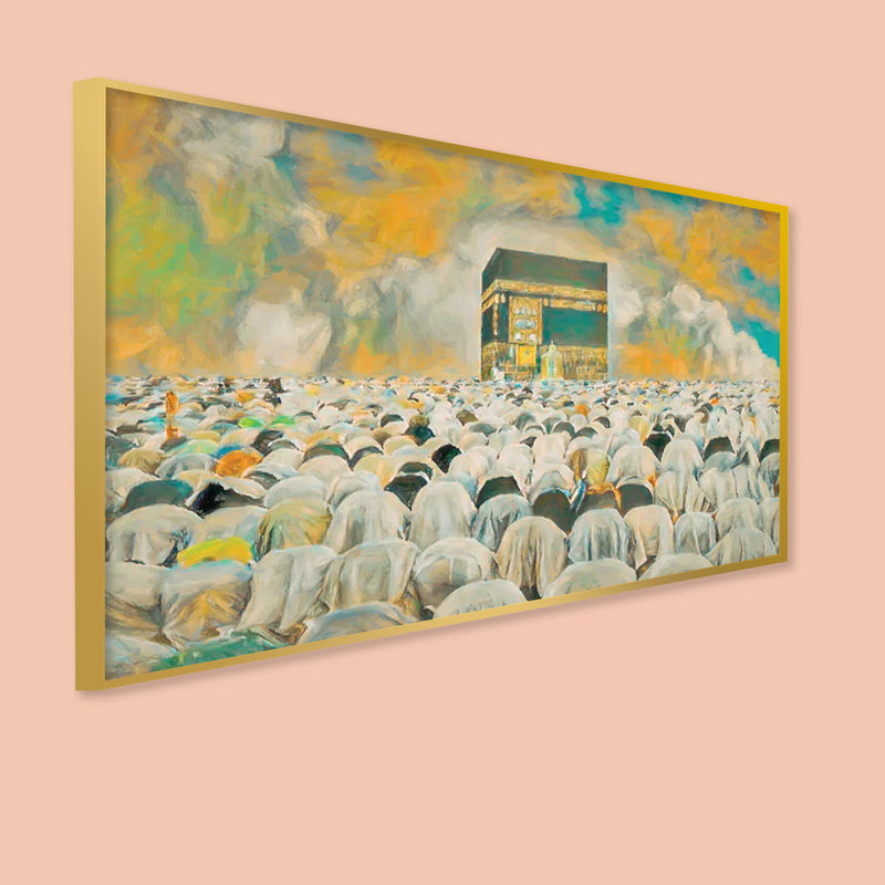 Makkah Namaj Abstract Scenery Floating Frame Canvas Wall Painting