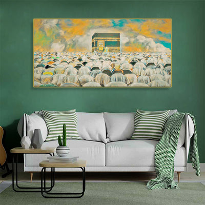 Makkah Namaj Abstract Scenery Floating Frame Canvas Wall Painting