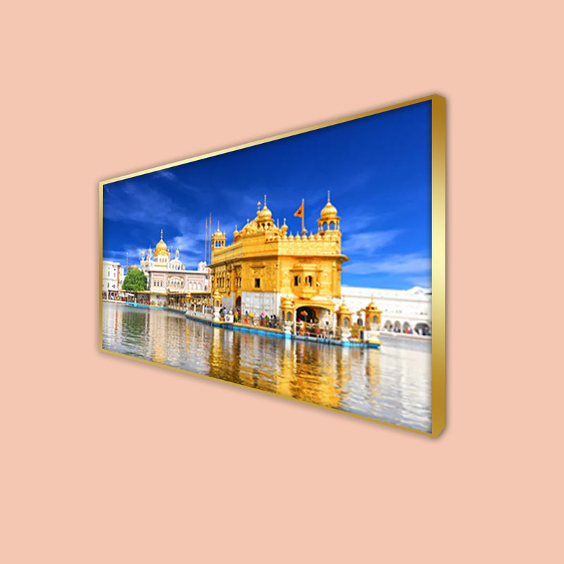 Morning View At Golden Temple In Amritsar Floating Canvas Wall Painting