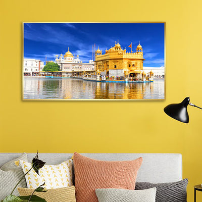 Morning View At Golden Temple In Amritsar Floating Canvas Wall Painting