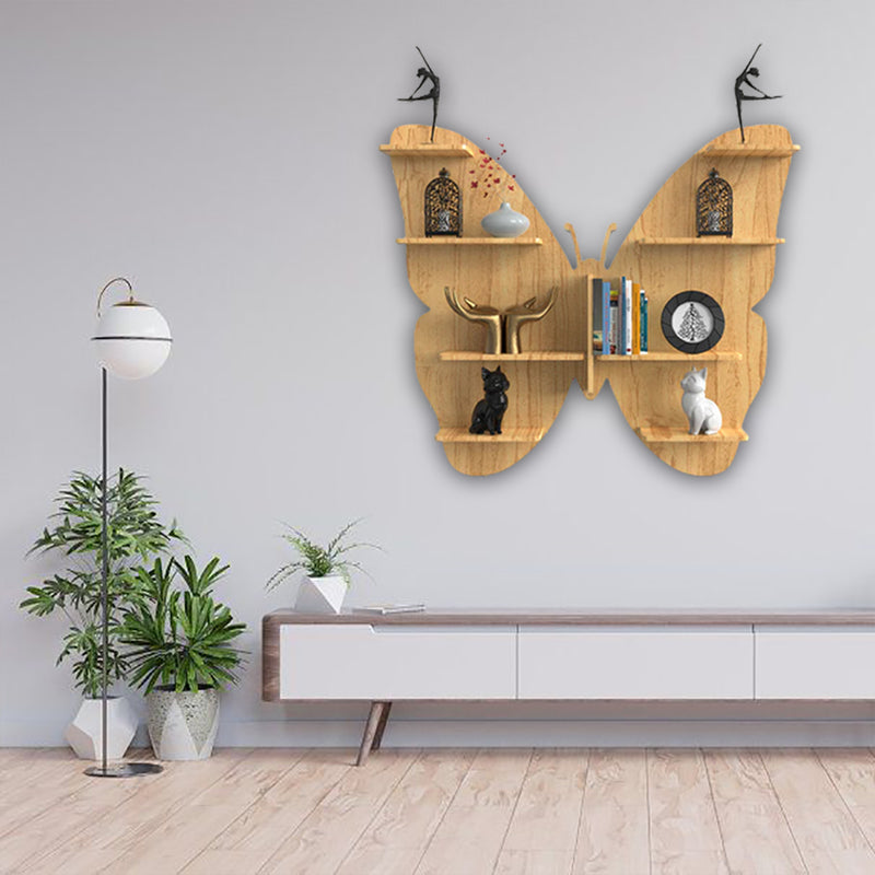 Butterfly shape Wood Wall Shelf | Book Shelf | Oak Wood