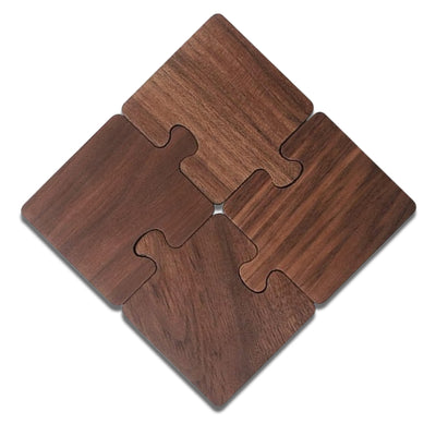 Walnut Wood Puzzle Tea Coaster , (Set of 4)
