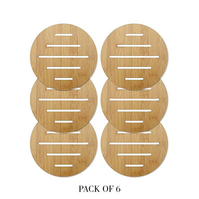 Round Shape Wooden Tea/Coffee Coasters (Set of 6)