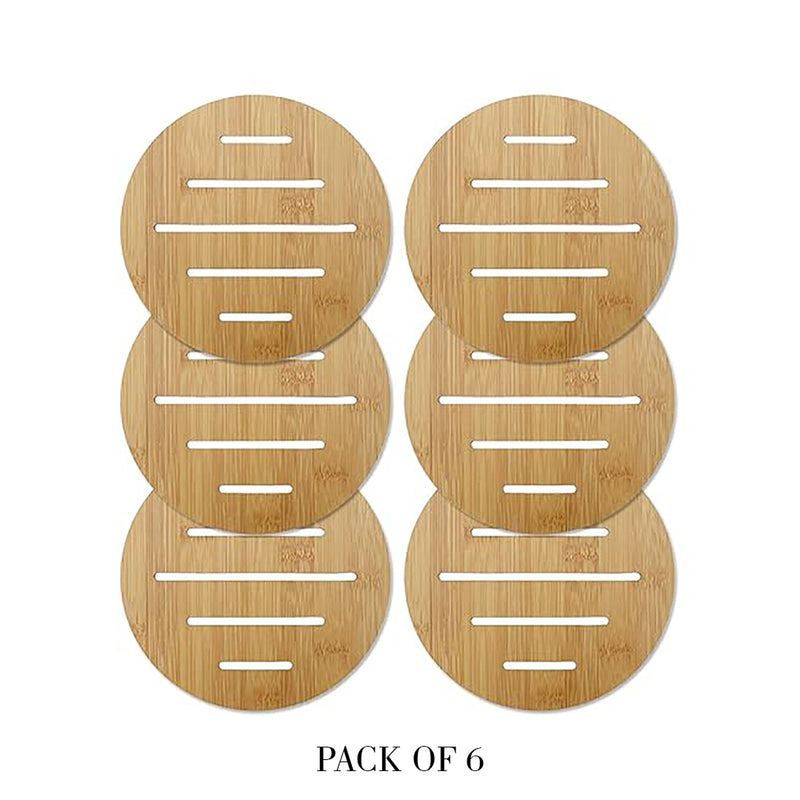 Round Shape Wooden Tea/Coffee Coasters (Set of 6)