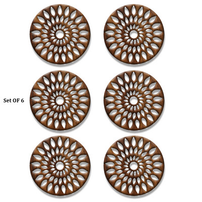 Stylish Wooden Tea Cup Coasters  ( Set OF 6 )