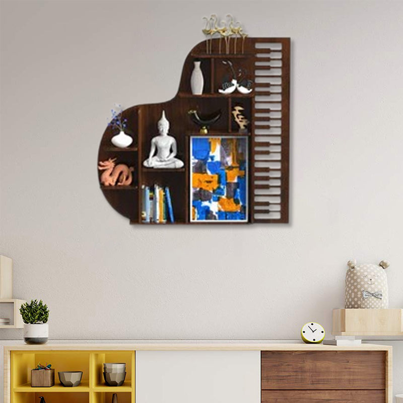 Piano shape Wood Wall Shelf / Book Shelf /  Walnut Wood